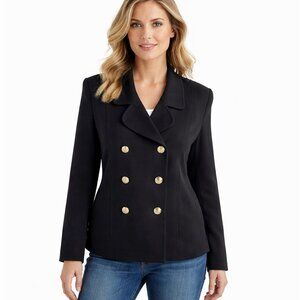 Sag Harbor Wool Pea Coats Size 12 Black Double Breasted Crop